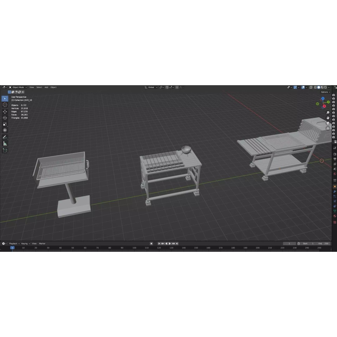 BBQ Grills and Smokers 3D Model – Low Poly Pack, Game Ready, FBX, OBJ - View 26