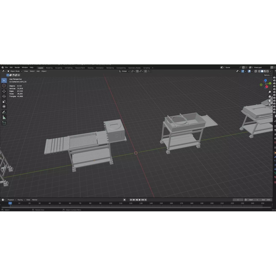 BBQ Grills and Smokers 3D Model – Low Poly Pack, Game Ready, FBX, OBJ - View 27
