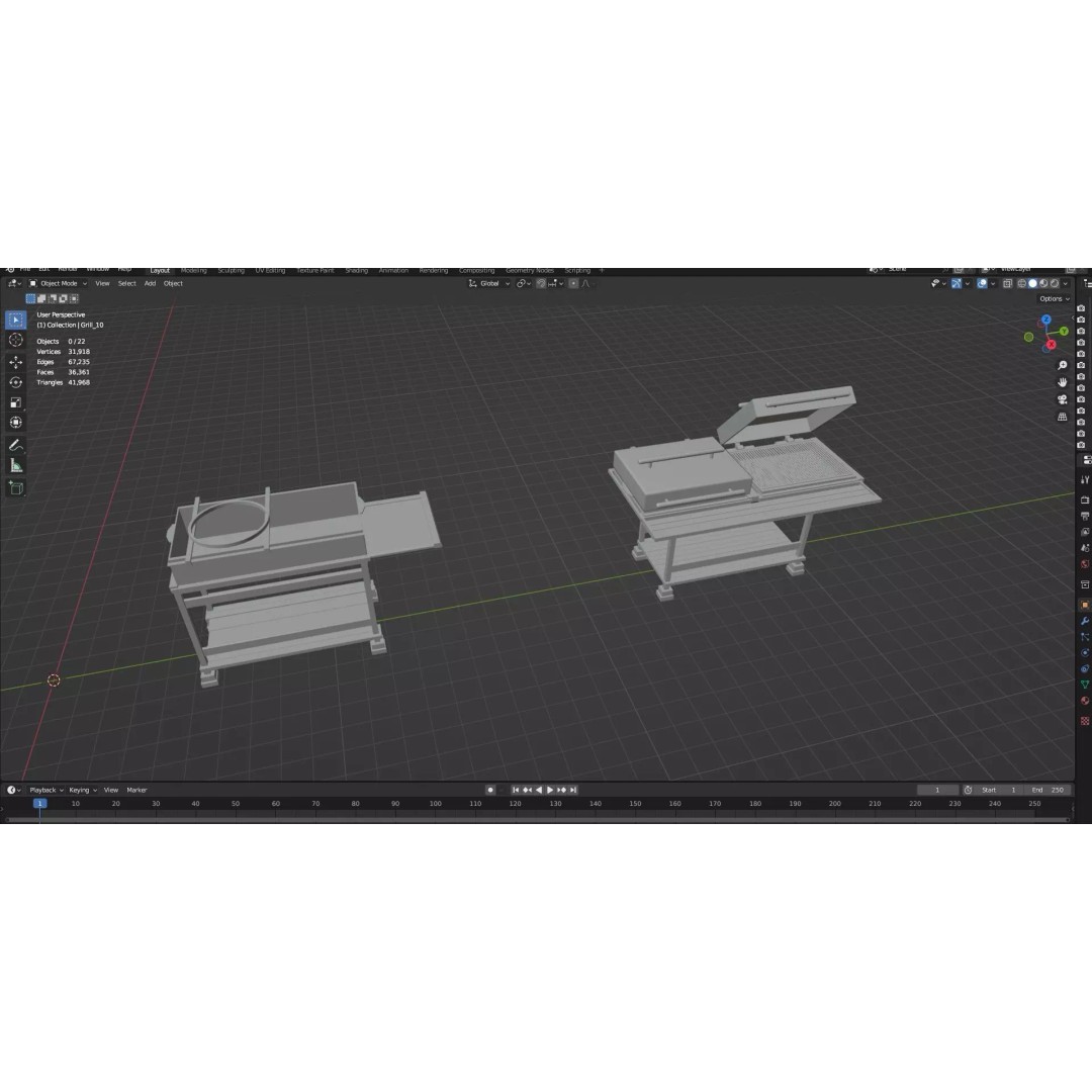 BBQ Grills and Smokers 3D Model – Low Poly Pack, Game Ready, FBX, OBJ - View 28