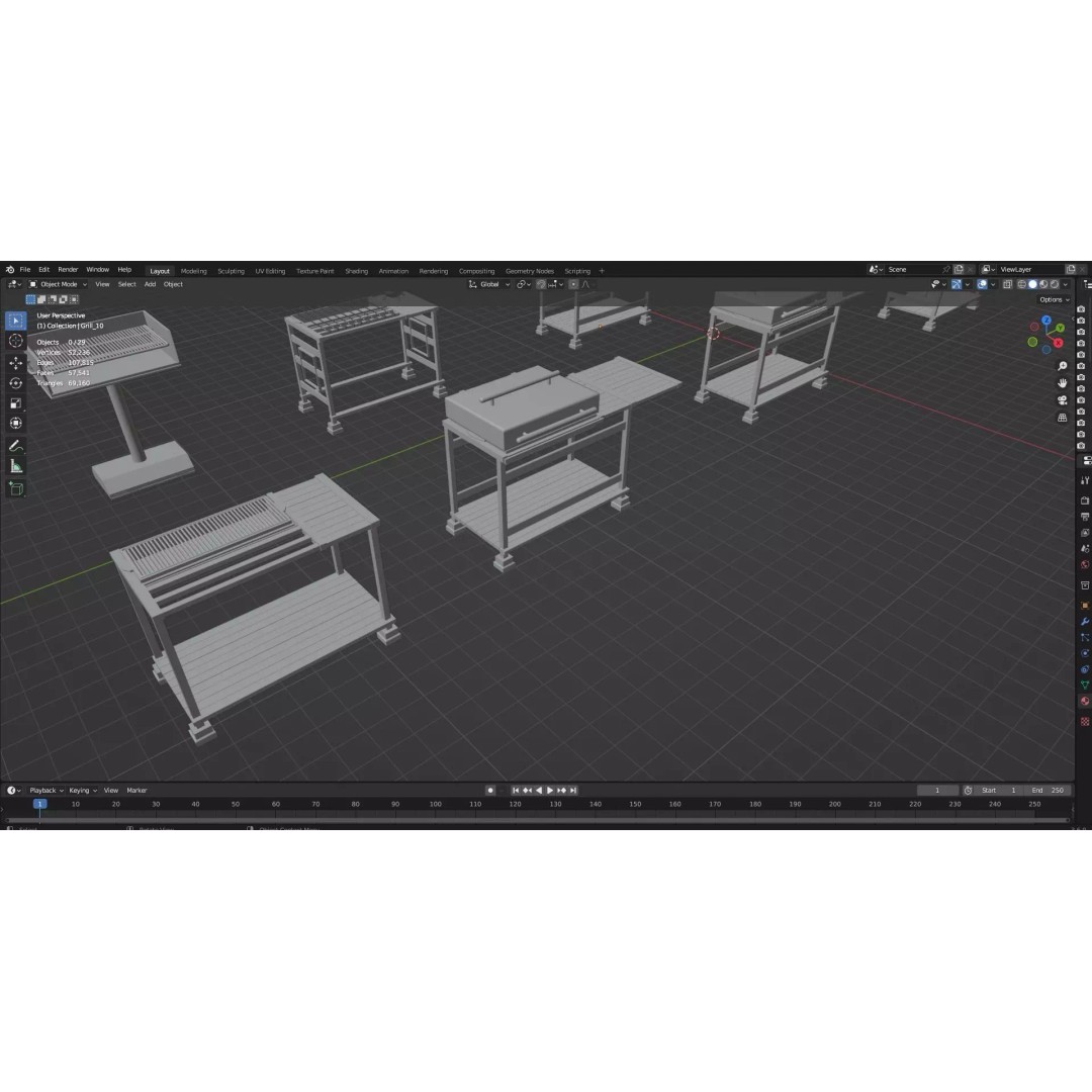 BBQ Grills and Smokers 3D Model – Low Poly Pack, Game Ready, FBX, OBJ - View 29