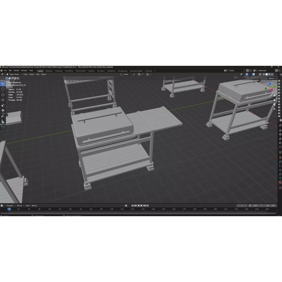 BBQ Grills and Smokers 3D Model – Low Poly Pack, Game Ready, FBX, OBJ - View 30