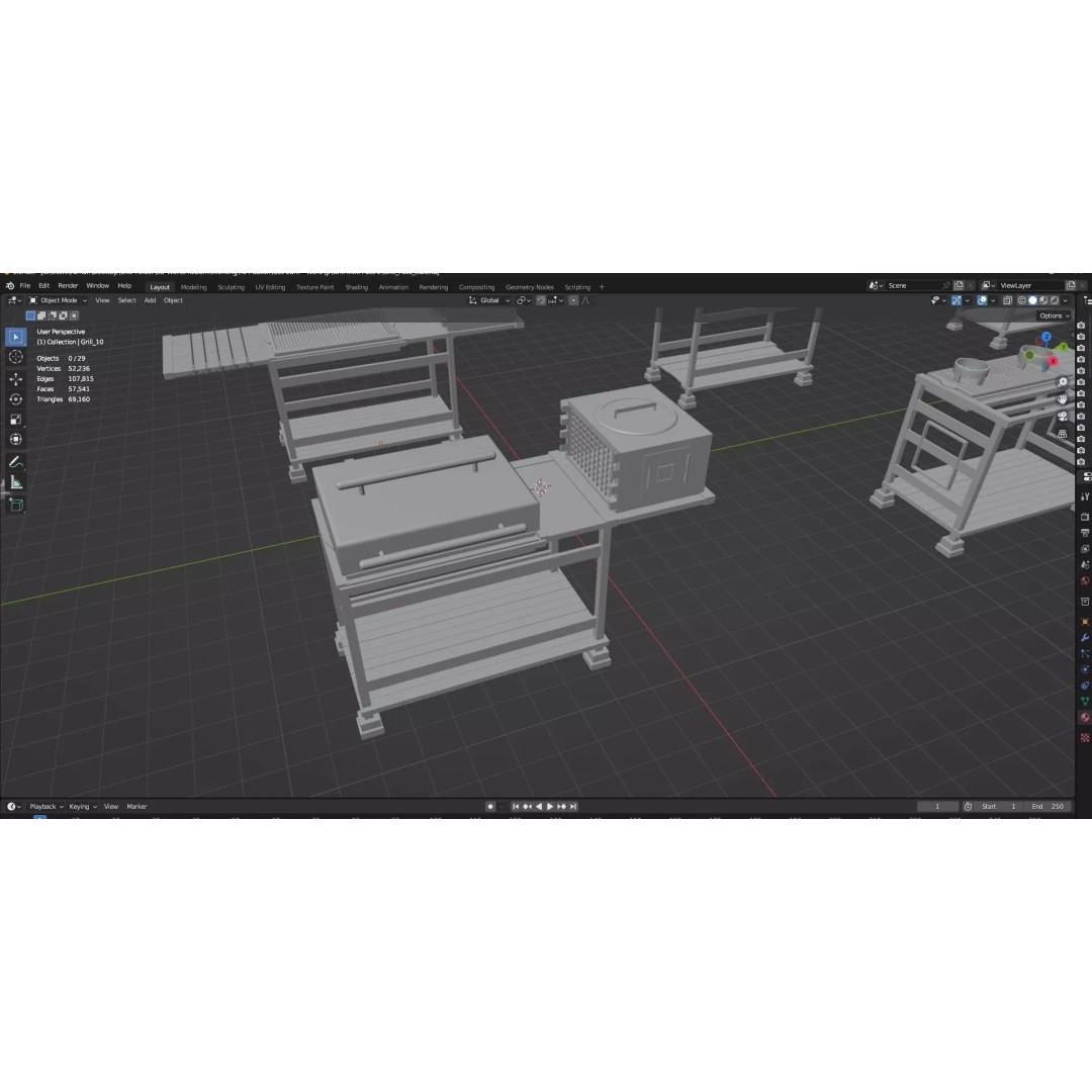 BBQ Grills and Smokers 3D Model – Low Poly Pack, Game Ready, FBX, OBJ - View 31