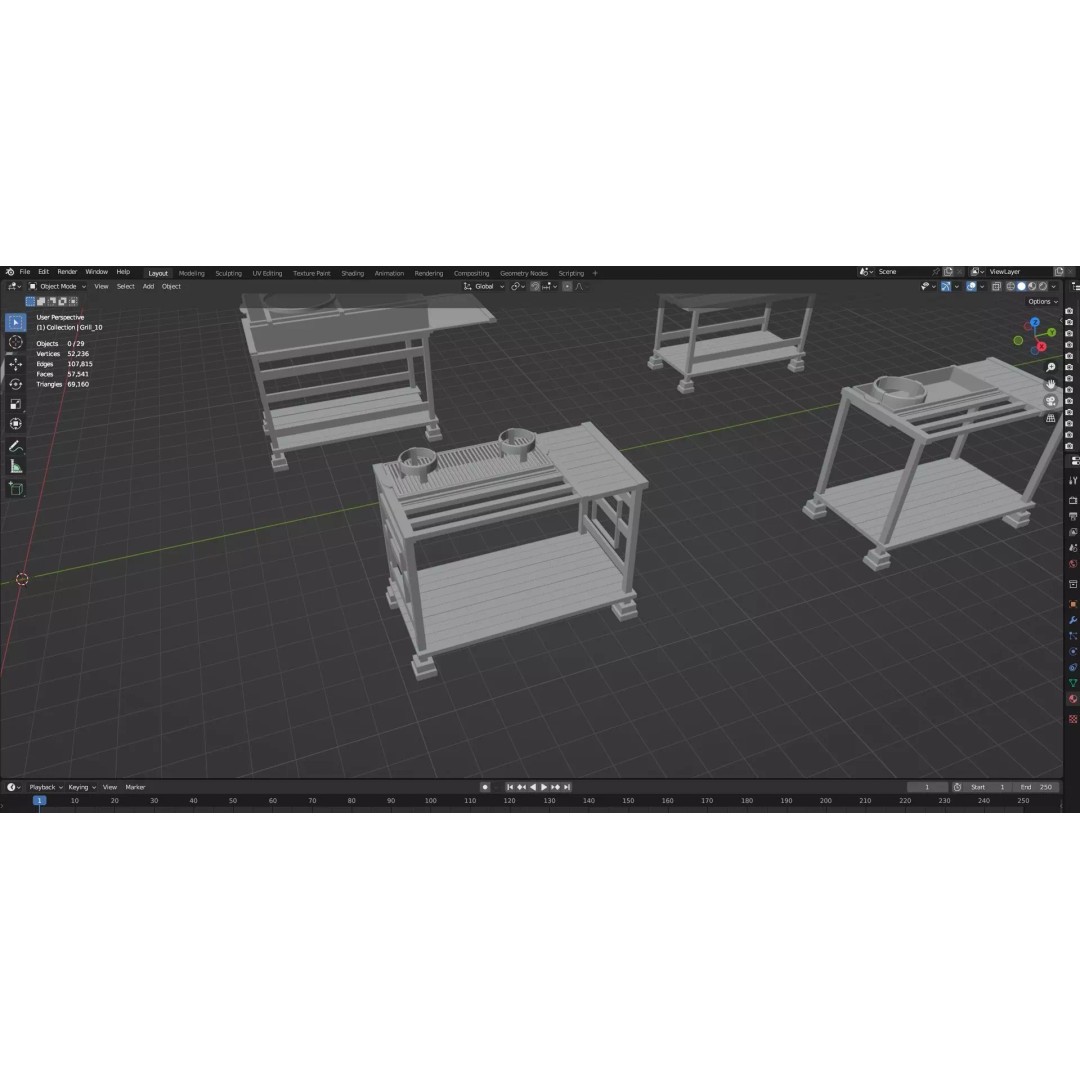 BBQ Grills and Smokers 3D Model – Low Poly Pack, Game Ready, FBX, OBJ - View 32
