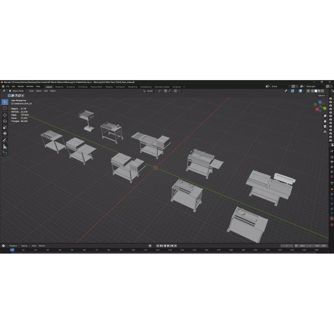 BBQ Grills and Smokers 3D Model – Low Poly Pack, Game Ready, FBX, OBJ - View 35