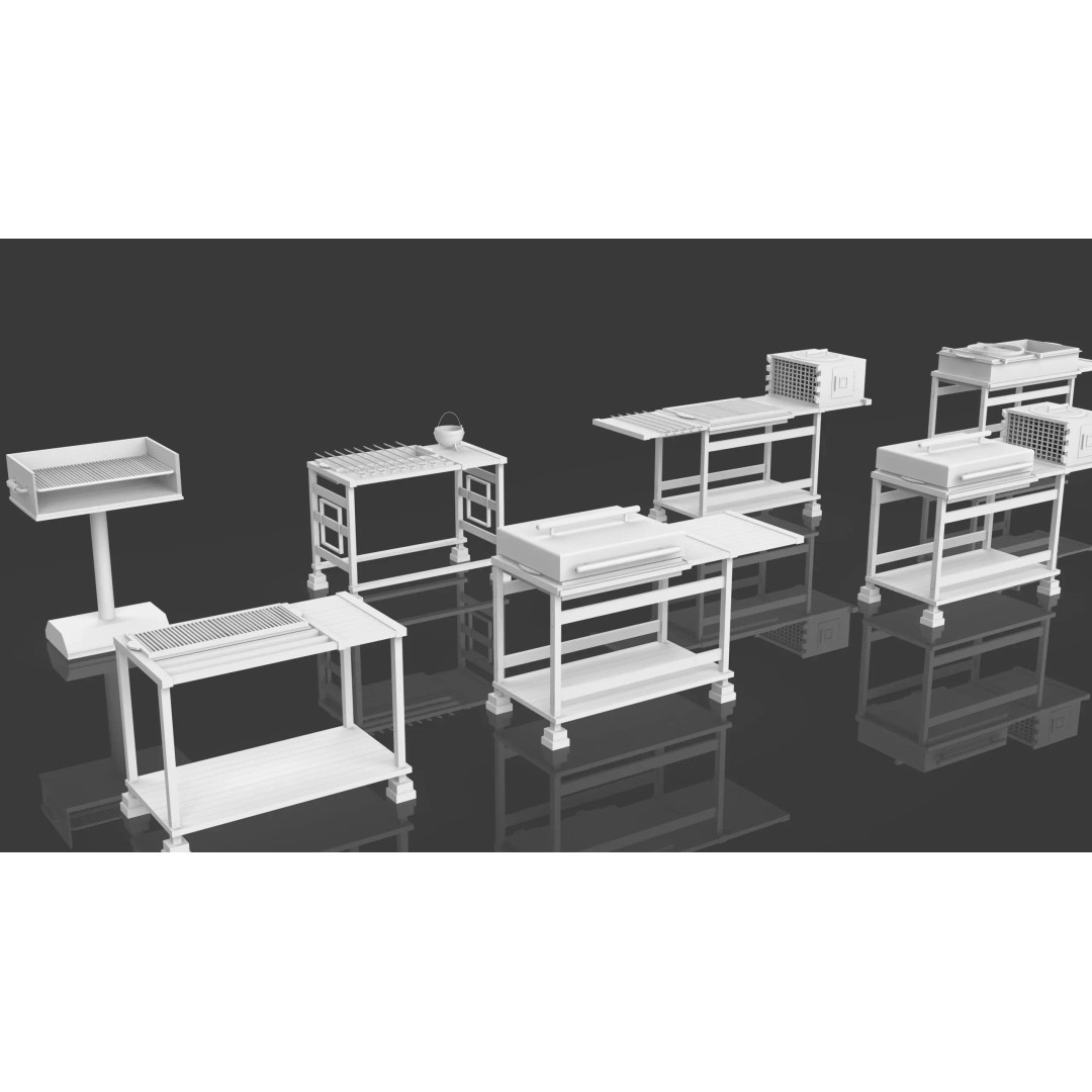 BBQ Grills and Smokers 3D Model – Low Poly Pack, Game Ready, FBX, OBJ - View 5