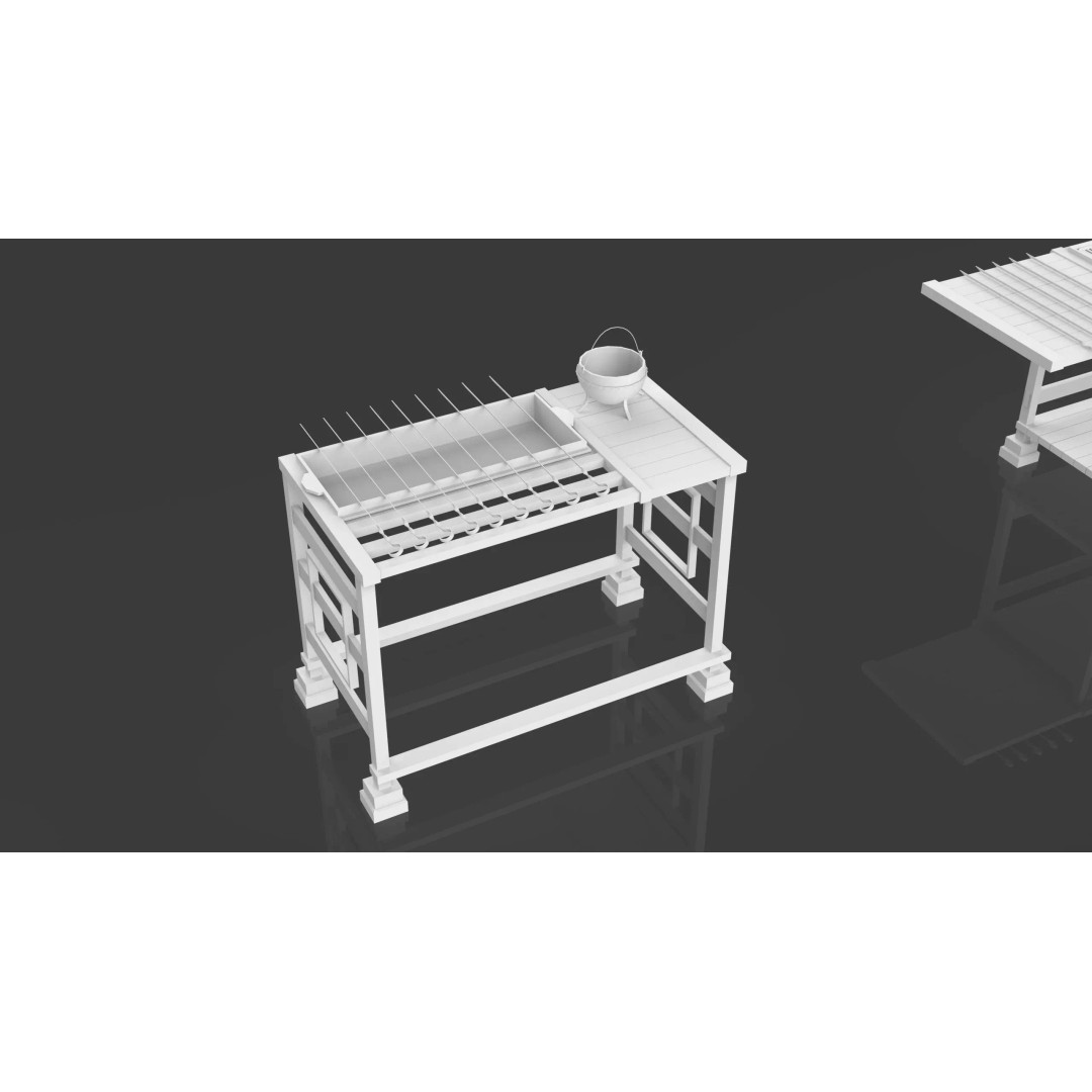 BBQ Grills and Smokers 3D Model – Low Poly Pack, Game Ready, FBX, OBJ - View 6