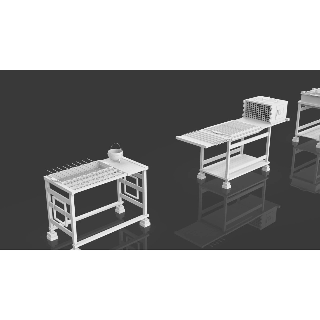 BBQ Grills and Smokers 3D Model – Low Poly Pack, Game Ready, FBX, OBJ - View 7