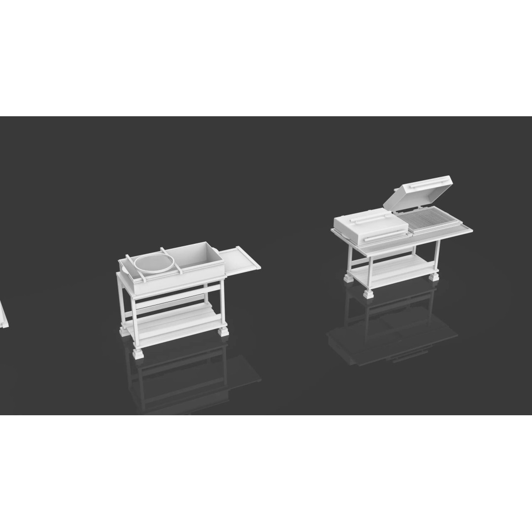 BBQ Grills and Smokers 3D Model – Low Poly Pack, Game Ready, FBX, OBJ - View 8