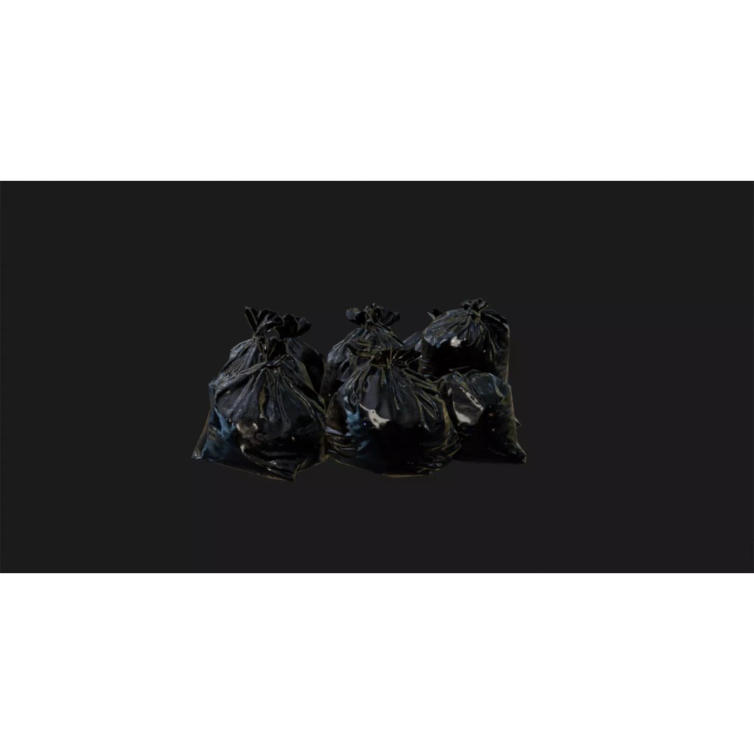 Trash Bags 3D Model – Low Poly Game-Ready Asset, FBX, OBJ, Blender - View 2