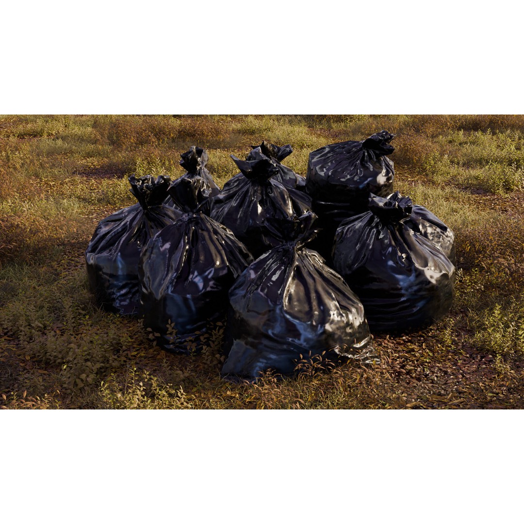 Trash Bags 3D Model – Low Poly Game-Ready Asset, FBX, OBJ, Blender - View 3