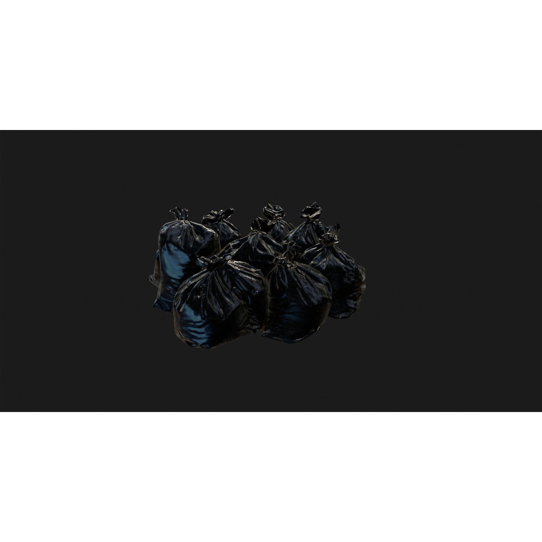 Trash Bags 3D Model – Low Poly Game-Ready Asset, FBX, OBJ, Blender - View 4