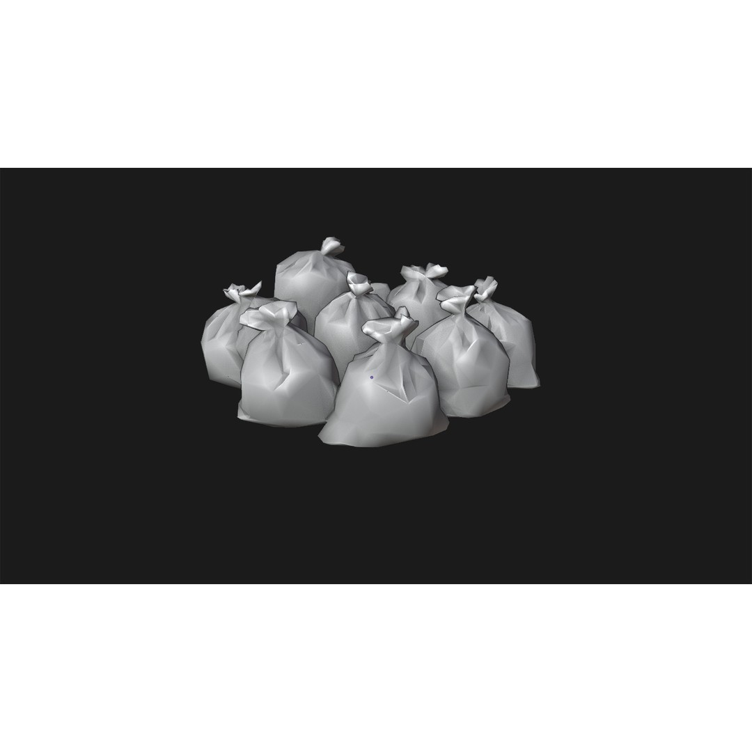Trash Bags 3D Model – Low Poly Game-Ready Asset, FBX, OBJ, Blender - View 5