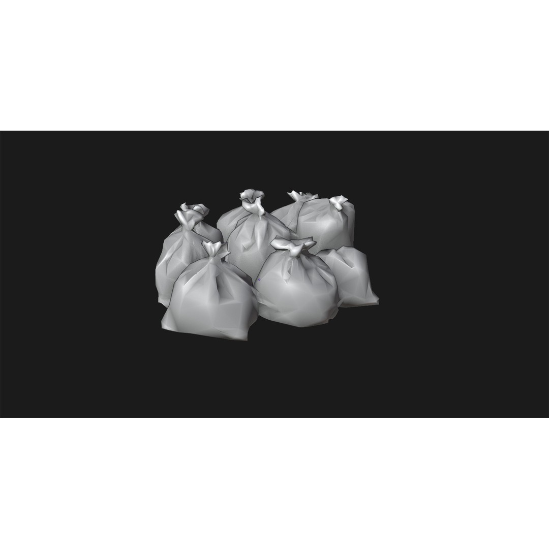 Trash Bags 3D Model – Low Poly Game-Ready Asset, FBX, OBJ, Blender - View 6