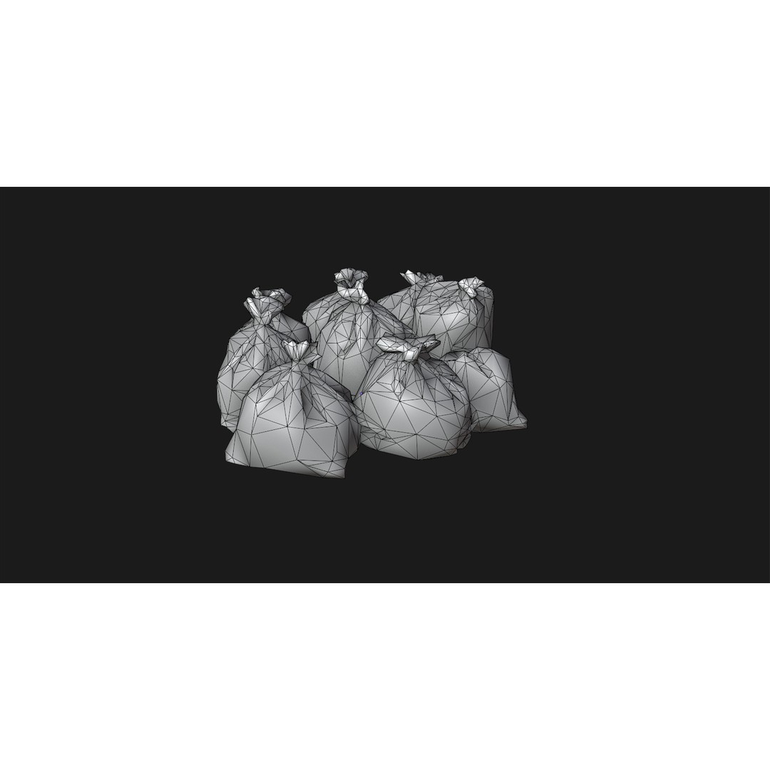 Trash Bags 3D Model – Low Poly Game-Ready Asset, FBX, OBJ, Blender - View 7