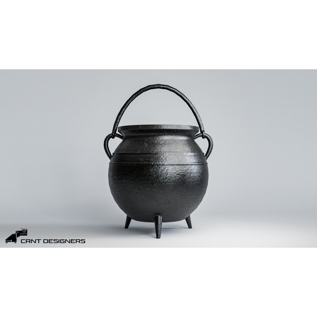 Cauldron 3D Model – Low Poly Cast Iron Pot for Games, FBX, Blender