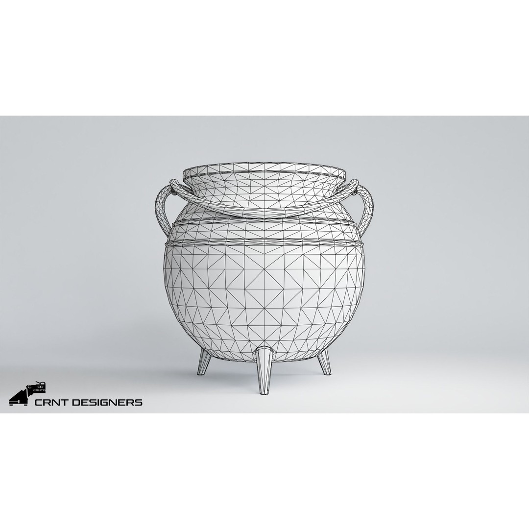 Cauldron 3D Model – Low Poly Cast Iron Pot for Games, FBX, Blender - View 6