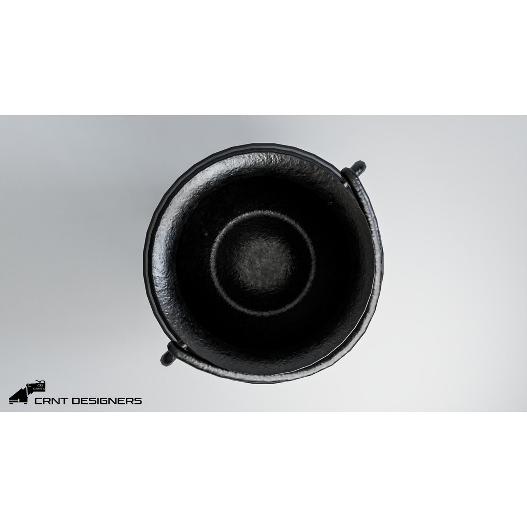 Cauldron 3D Model – Low Poly Cast Iron Pot for Games, FBX, Blender - View 8