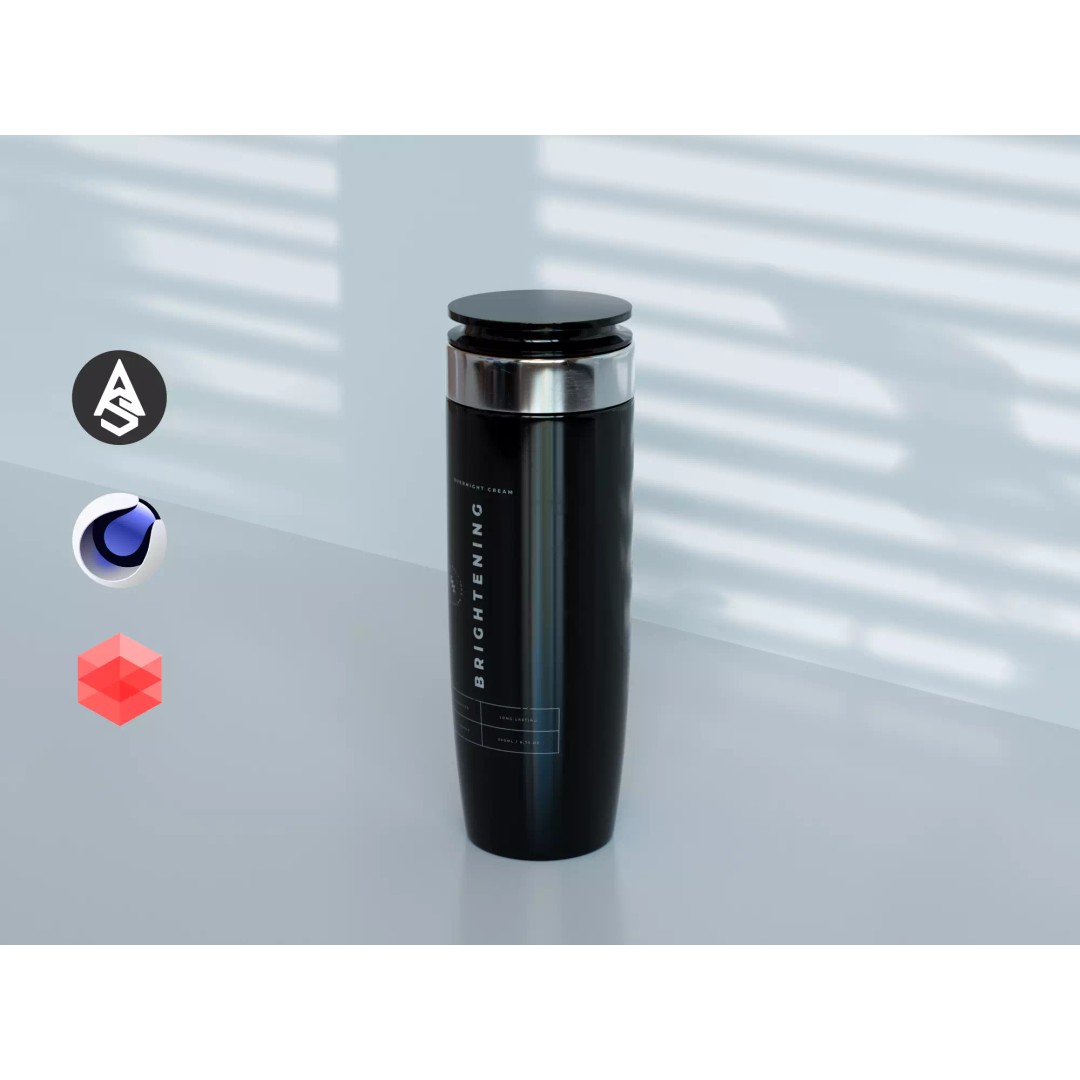Brightening Cream 3D Model – Low Poly PBR Skincare Bottle, FBX, OBJ - View 2