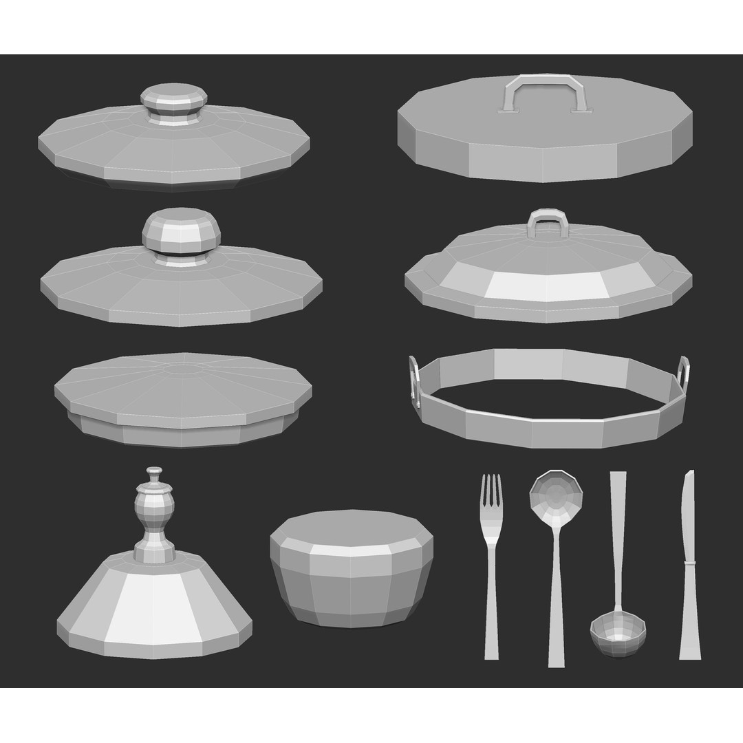 Crockery Pottery 3D Model – IMM Brush Set for ZBrush, OBJ, FBX - View 10