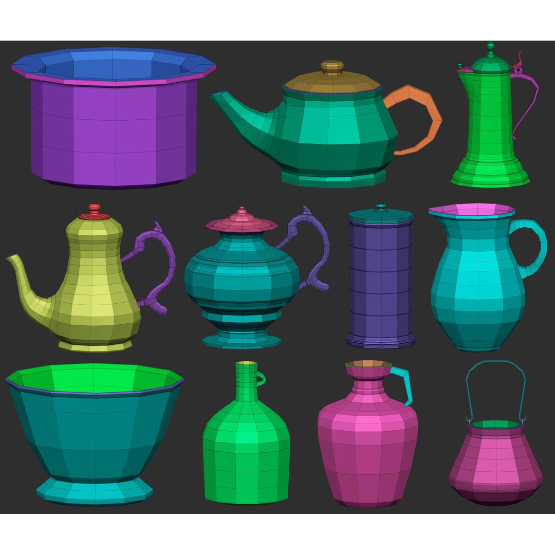 Crockery Pottery 3D Model – IMM Brush Set for ZBrush, OBJ, FBX - View 17