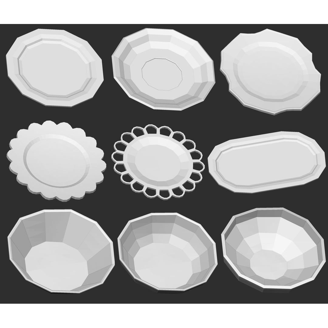 Crockery Pottery 3D Model – IMM Brush Set for ZBrush, OBJ, FBX - View 3