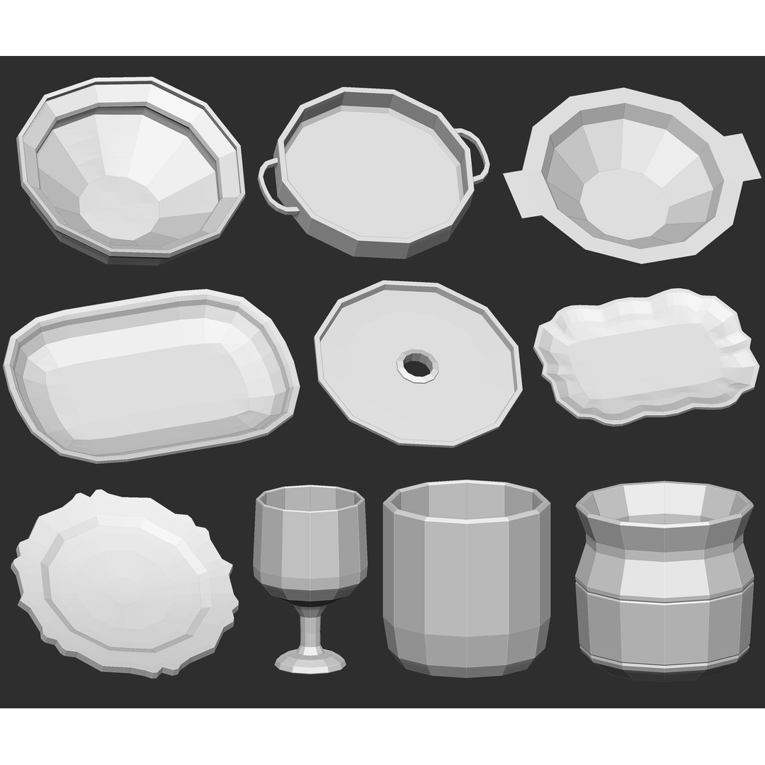 Crockery Pottery 3D Model – IMM Brush Set for ZBrush, OBJ, FBX - View 4