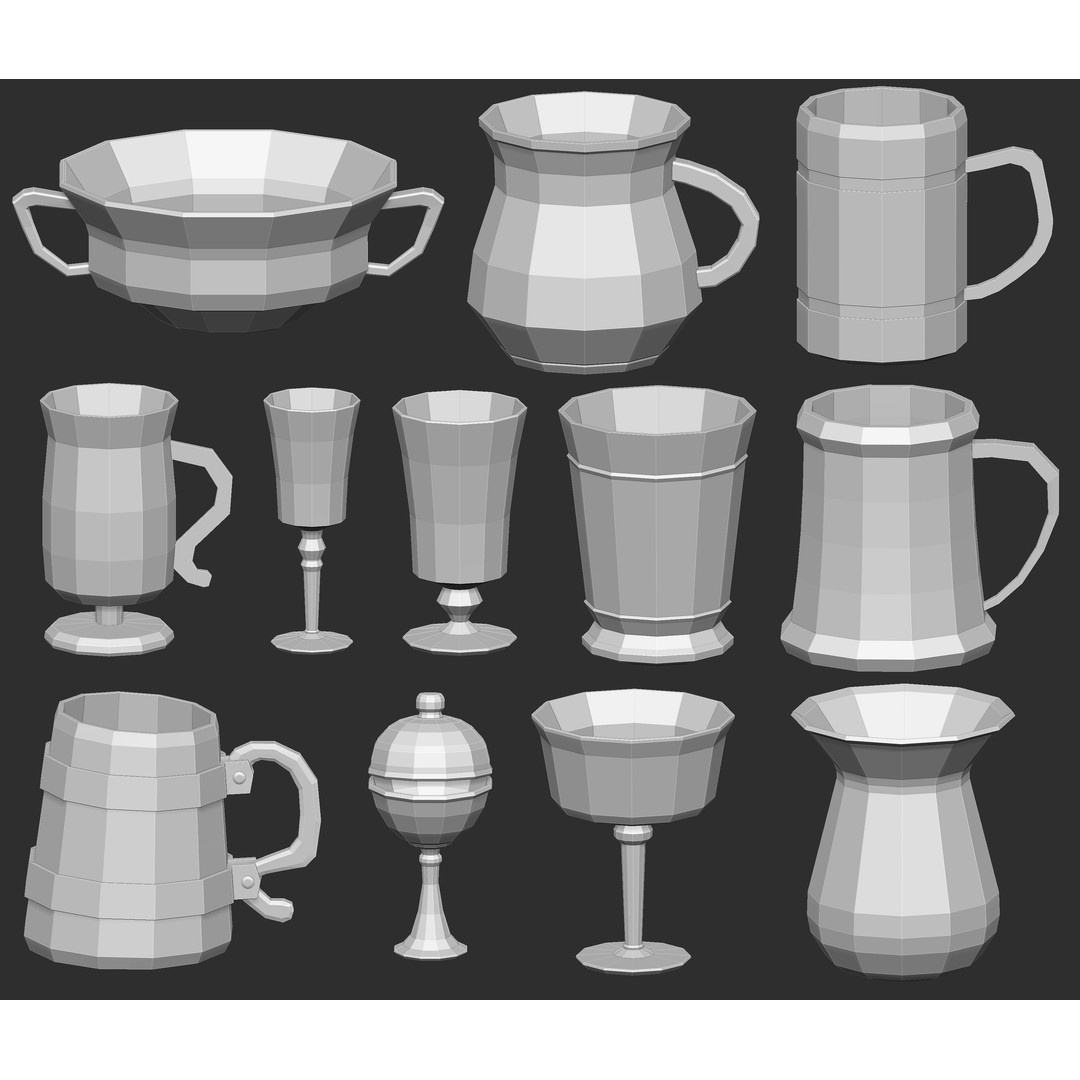 Crockery Pottery 3D Model – IMM Brush Set for ZBrush, OBJ, FBX - View 5