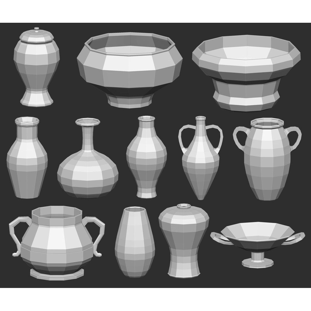 Crockery Pottery 3D Model – IMM Brush Set for ZBrush, OBJ, FBX - View 6
