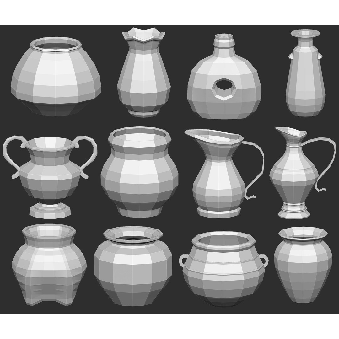 Crockery Pottery 3D Model – IMM Brush Set for ZBrush, OBJ, FBX - View 7