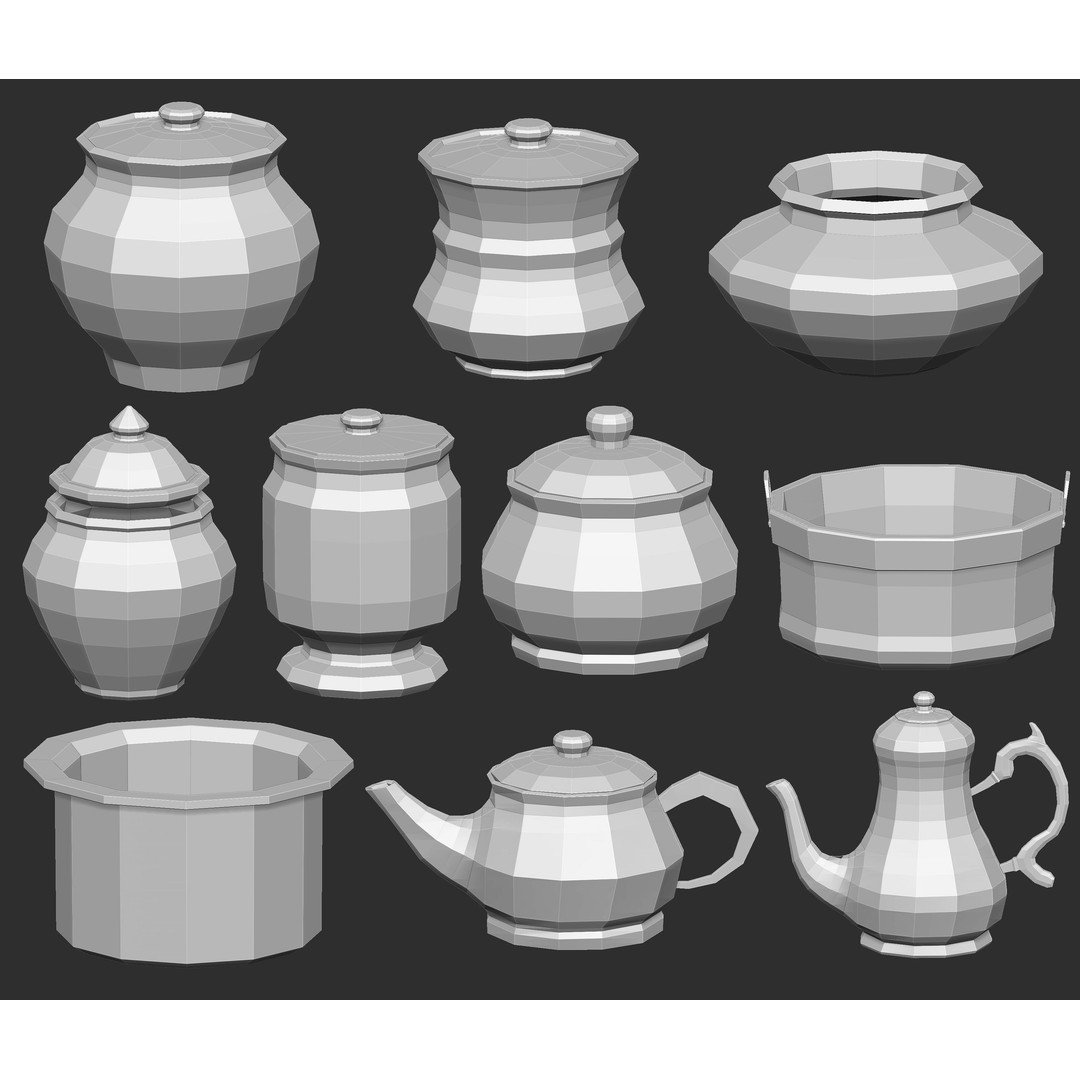 Crockery Pottery 3D Model – IMM Brush Set for ZBrush, OBJ, FBX - View 8
