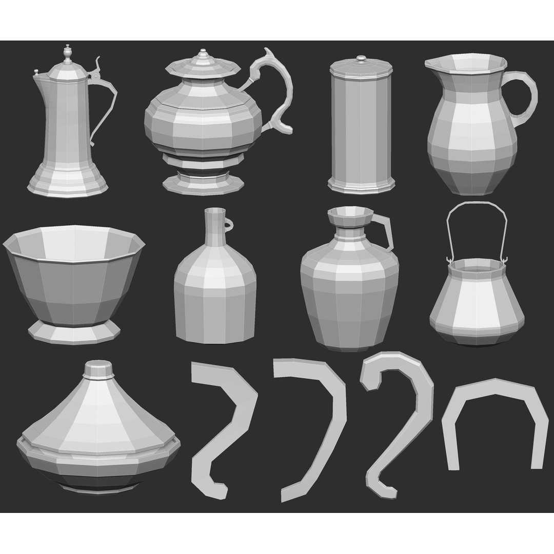 Crockery Pottery 3D Model – IMM Brush Set for ZBrush, OBJ, FBX - View 9