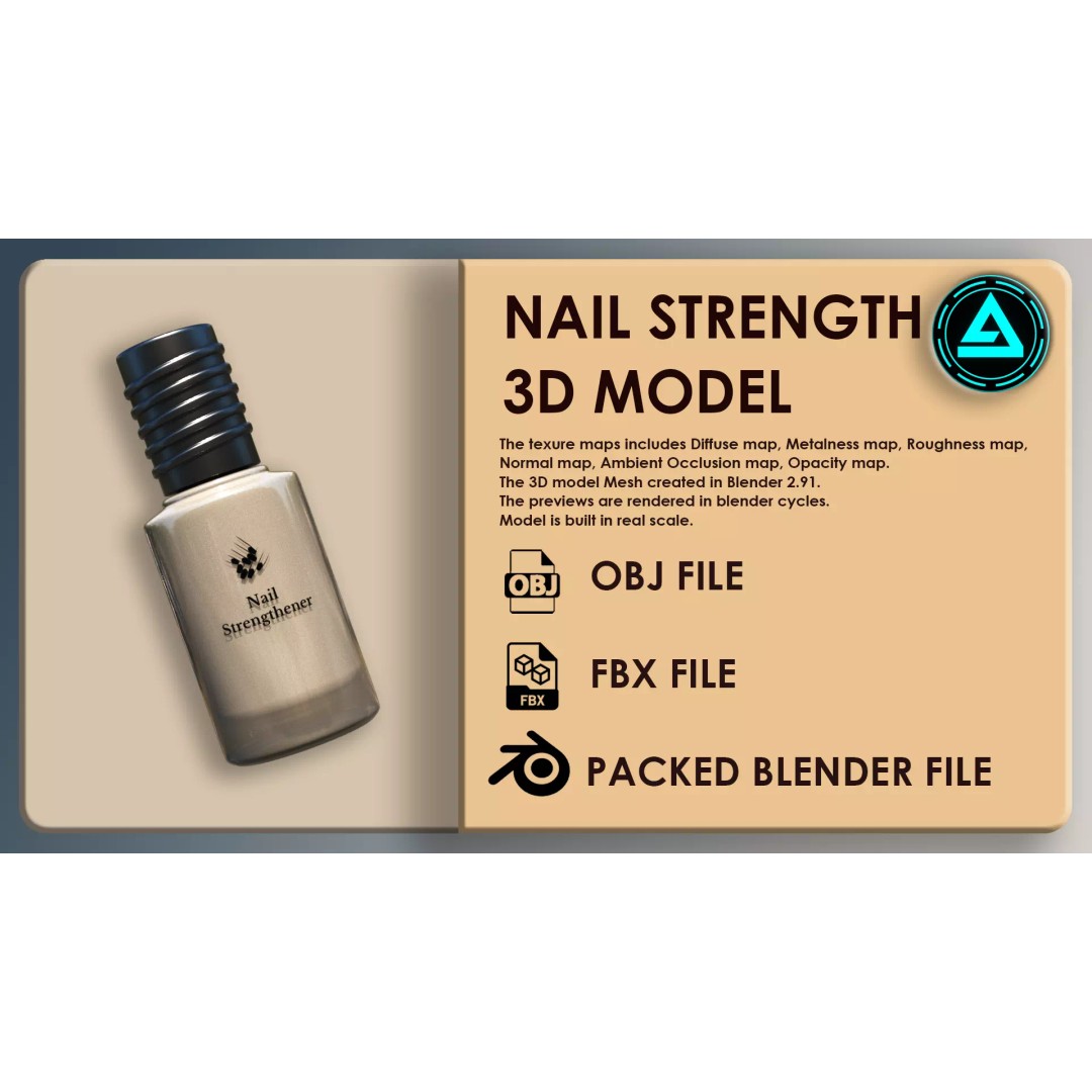 Nail Strengthening Liquid 3D Model – Low Poly PBR Asset, FBX, OBJ - View 2