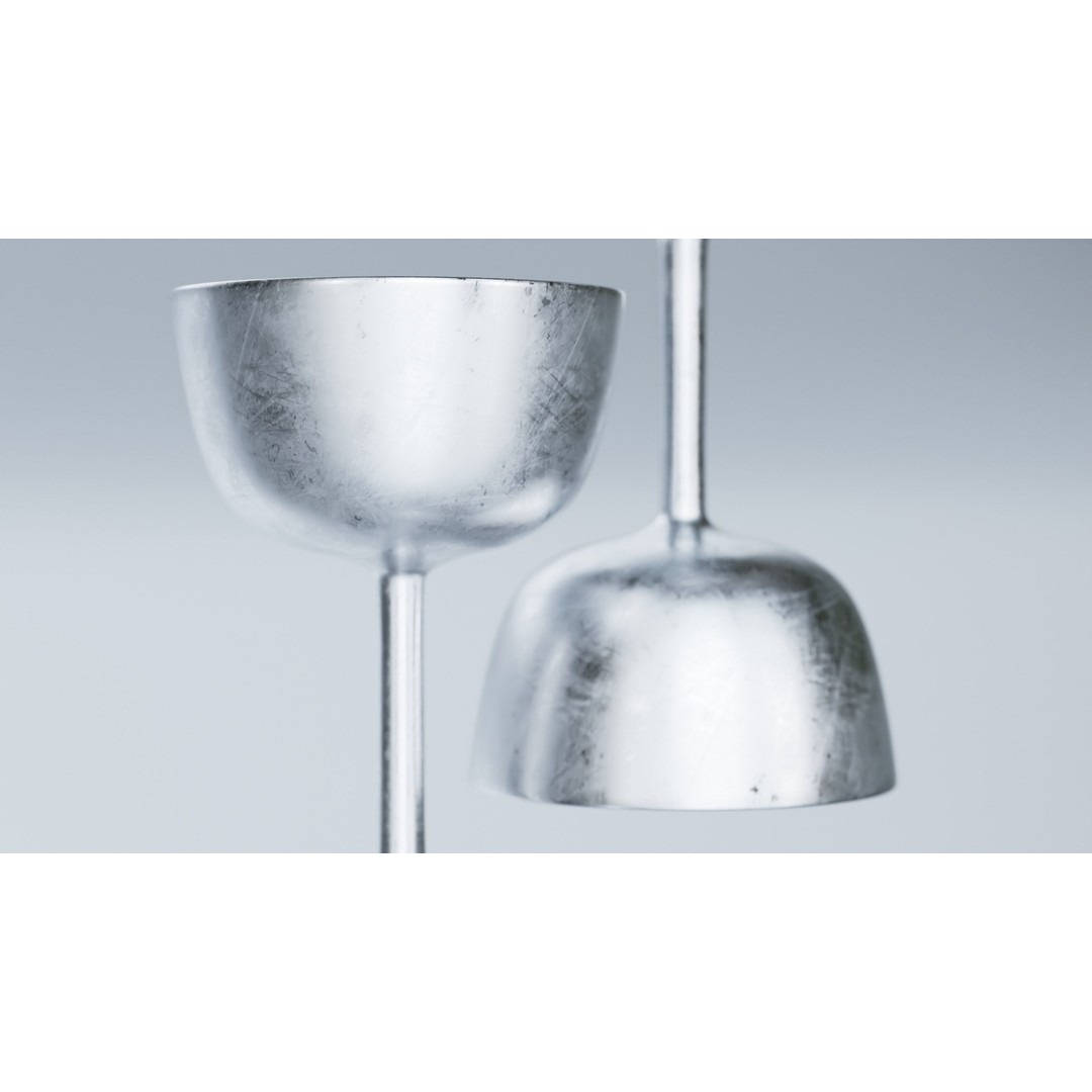 Scratched Silver Goblet Glass 3D Model – Vintage PBR Asset, FBX/OBJ