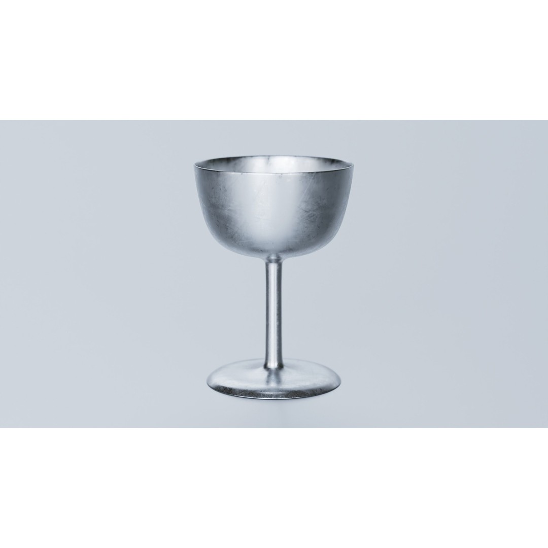 Scratched Silver Goblet Glass 3D Model – Vintage PBR Asset, FBX/OBJ - View 5