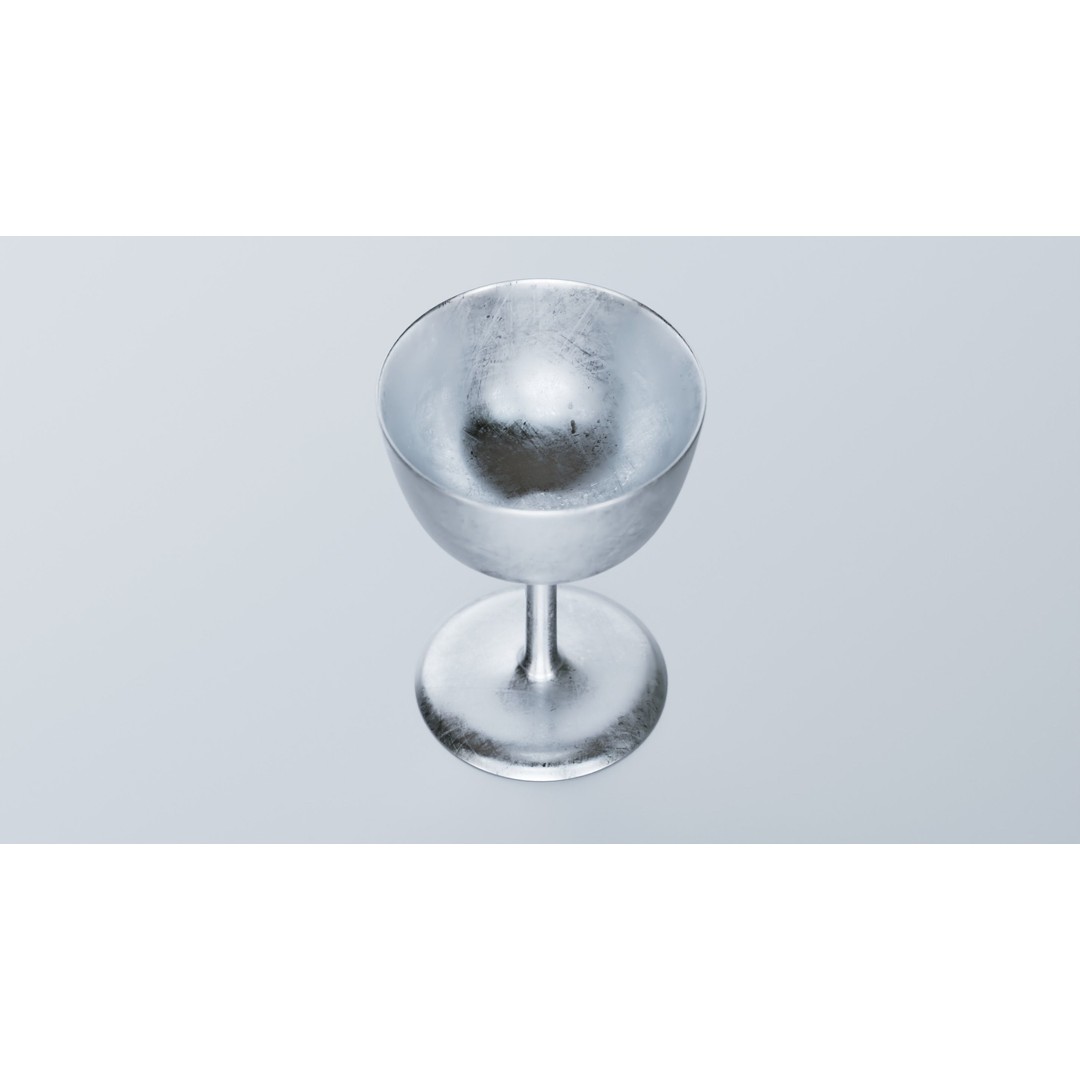 Scratched Silver Goblet Glass 3D Model – Vintage PBR Asset, FBX/OBJ - View 6