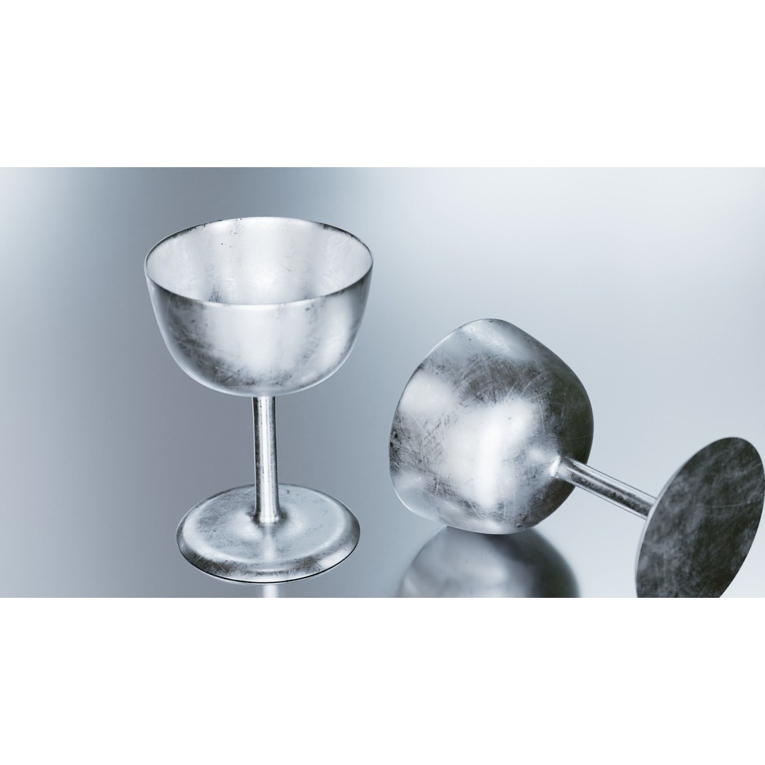 Scratched Silver Goblet Glass 3D Model – Vintage PBR Asset, FBX/OBJ - View 8