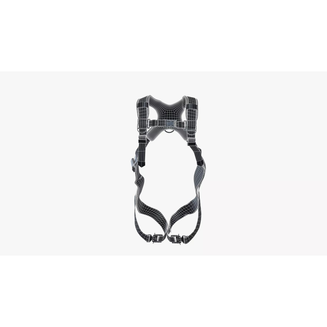 Safety Harness 3D Model – Premium Black Adjustable Gear, FBX