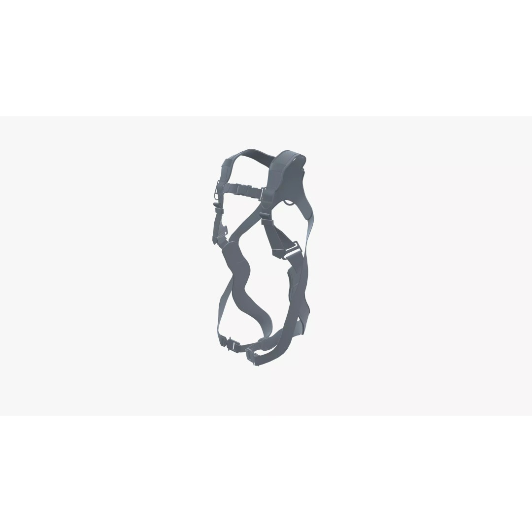 Safety Harness 3D Model – Premium Black Adjustable Gear, FBX - View 3