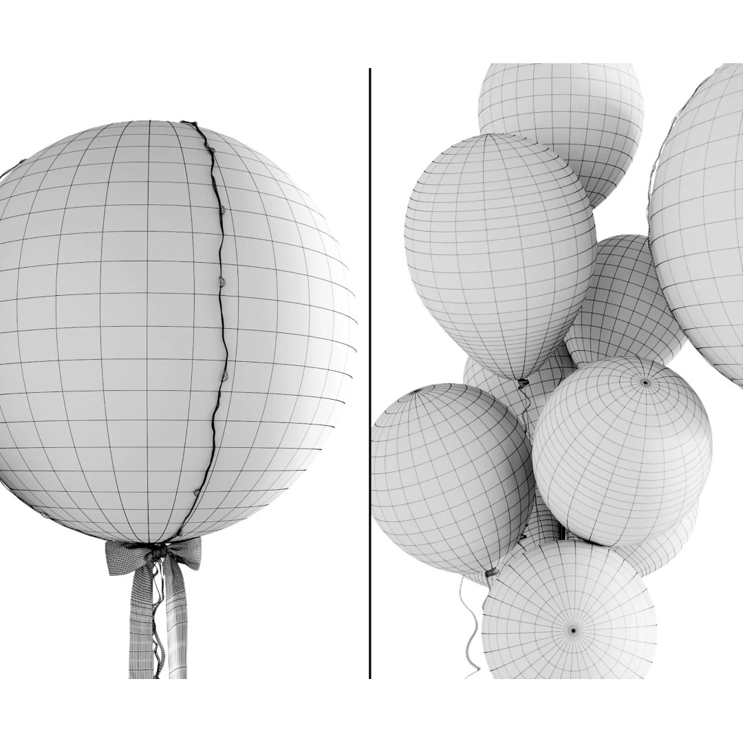 Holiday Balloons 3D Model – PBR Textured Blender Asset, FBX, OBJ
