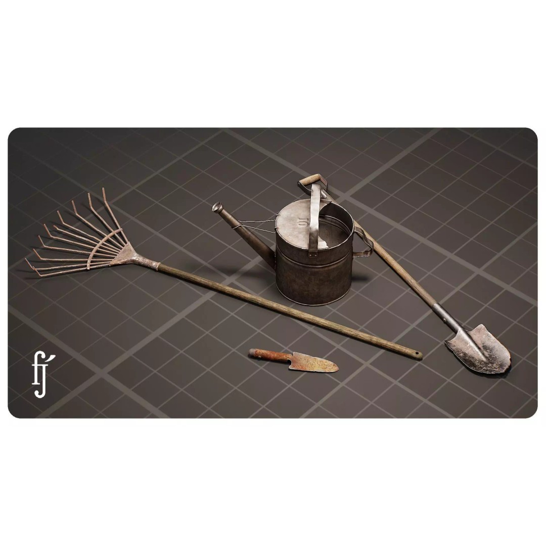 Old Rusty Garden Tools 3D Model – High Poly Asset, FBX, PBR - View 2