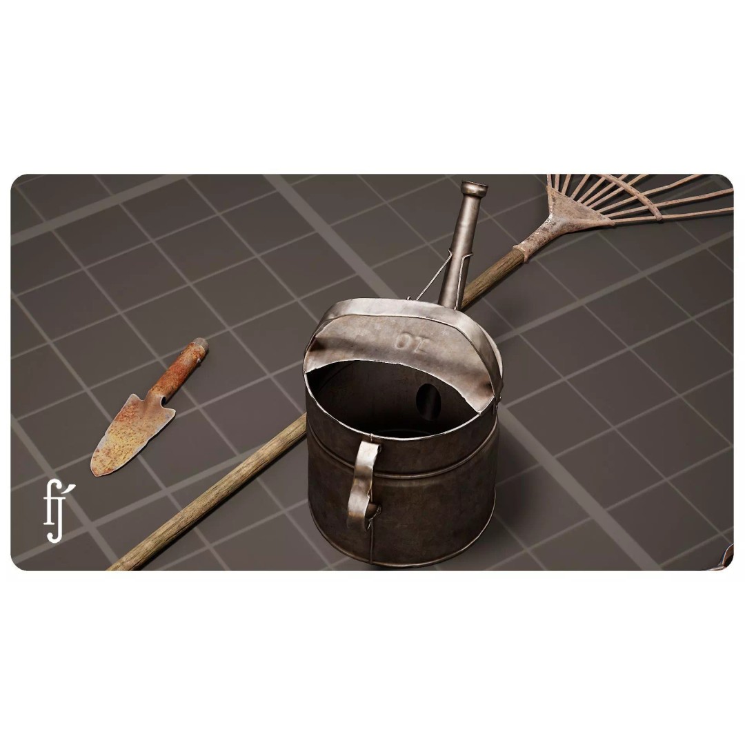Old Rusty Garden Tools 3D Model – High Poly Asset, FBX, PBR - View 5