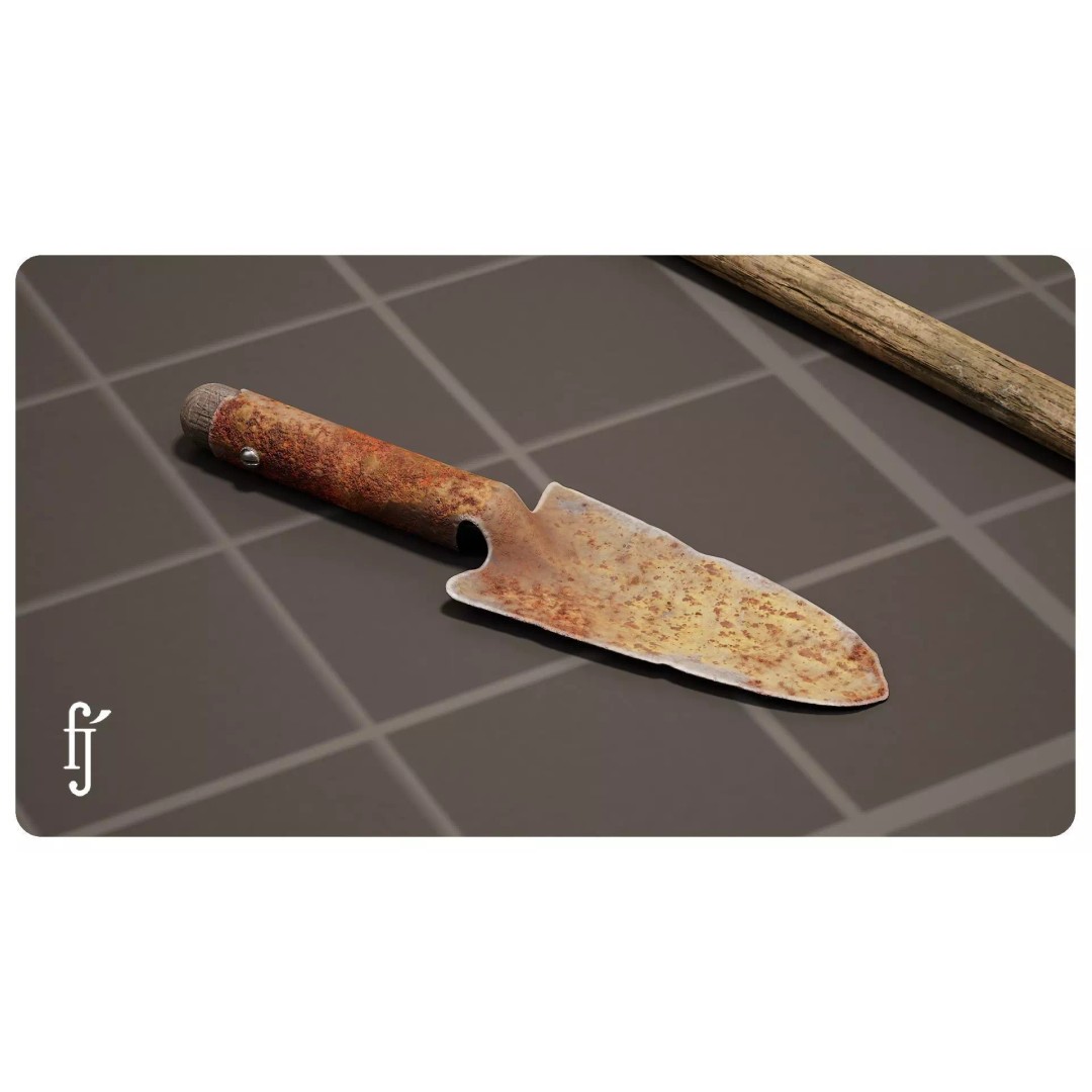Old Rusty Garden Tools 3D Model – High Poly Asset, FBX, PBR - View 6