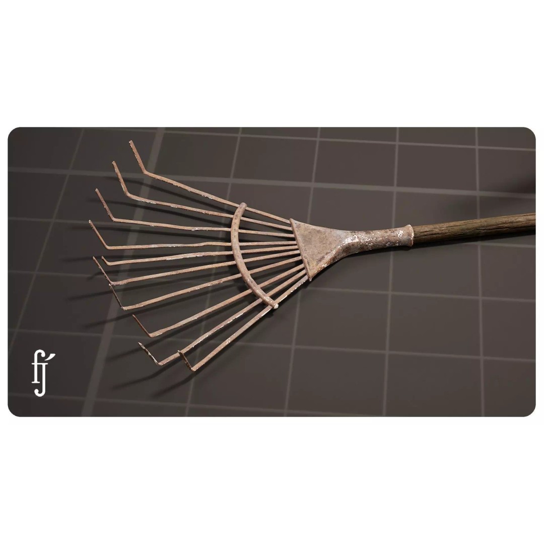 Old Rusty Garden Tools 3D Model – High Poly Asset, FBX, PBR - View 7