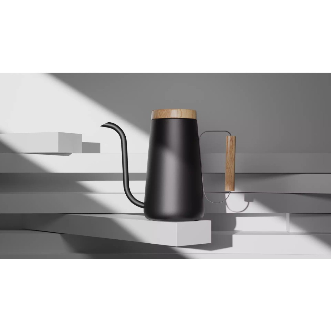 Stylish Black Tea Kettle 3D Model – Realistic Kitchenware Asset, FBX, PBR - View 2