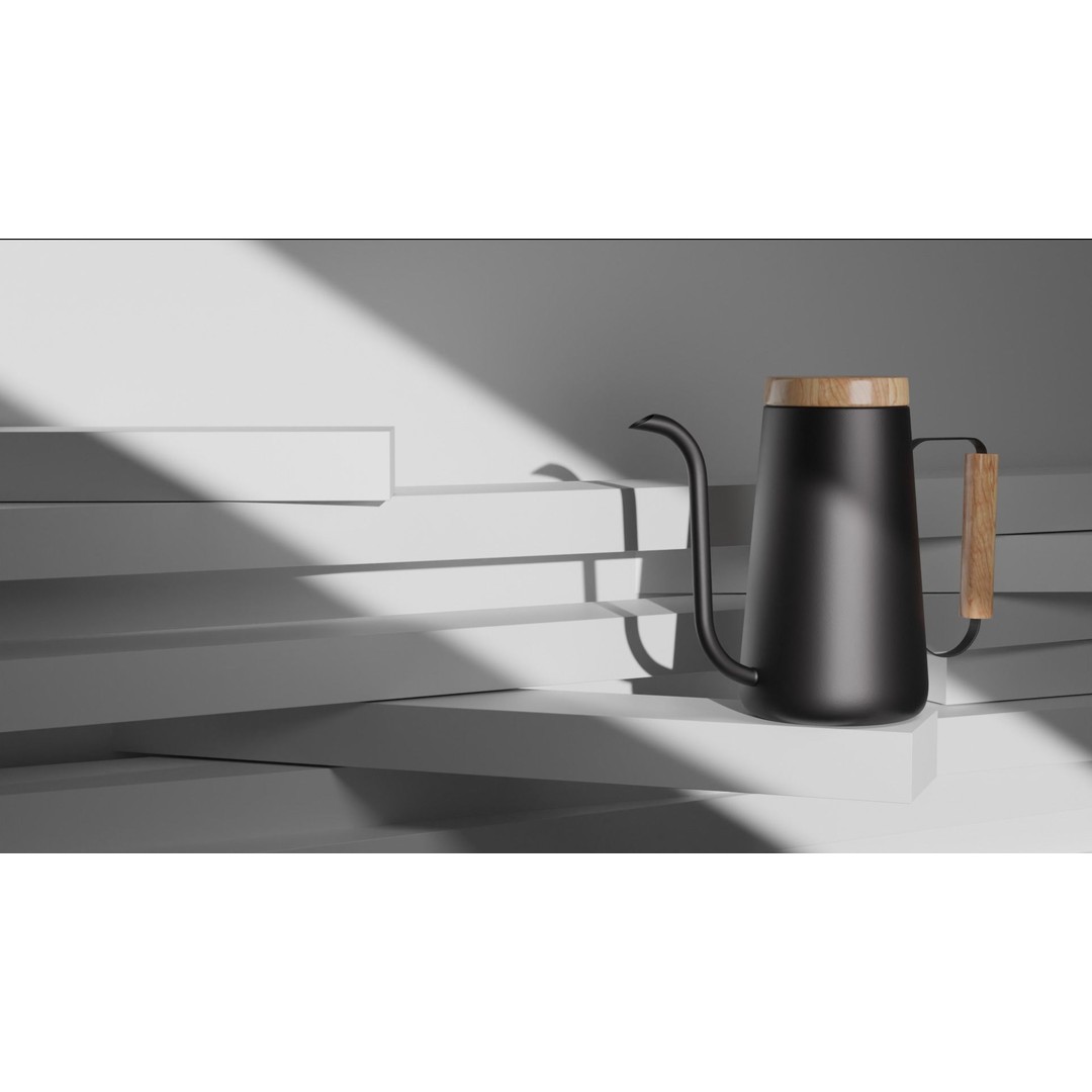 Stylish Black Tea Kettle 3D Model – Realistic Kitchenware Asset, FBX, PBR - View 3