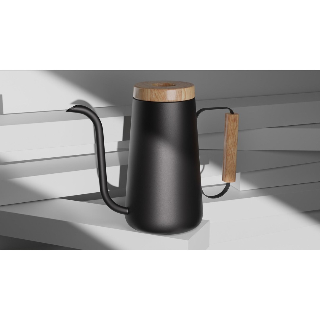 Stylish Black Tea Kettle 3D Model – Realistic Kitchenware Asset, FBX, PBR - View 4