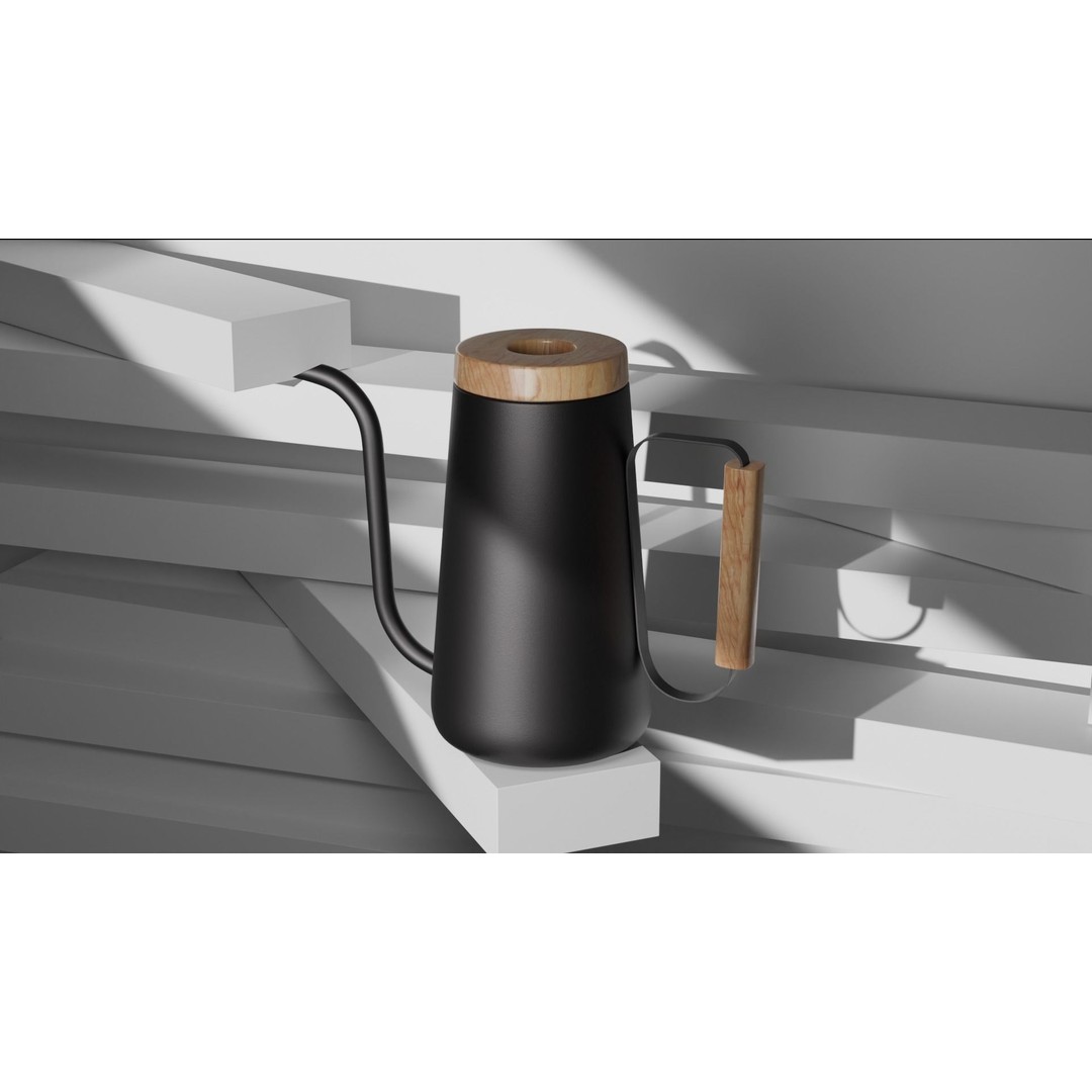 Stylish Black Tea Kettle 3D Model – Realistic Kitchenware Asset, FBX, PBR - View 5