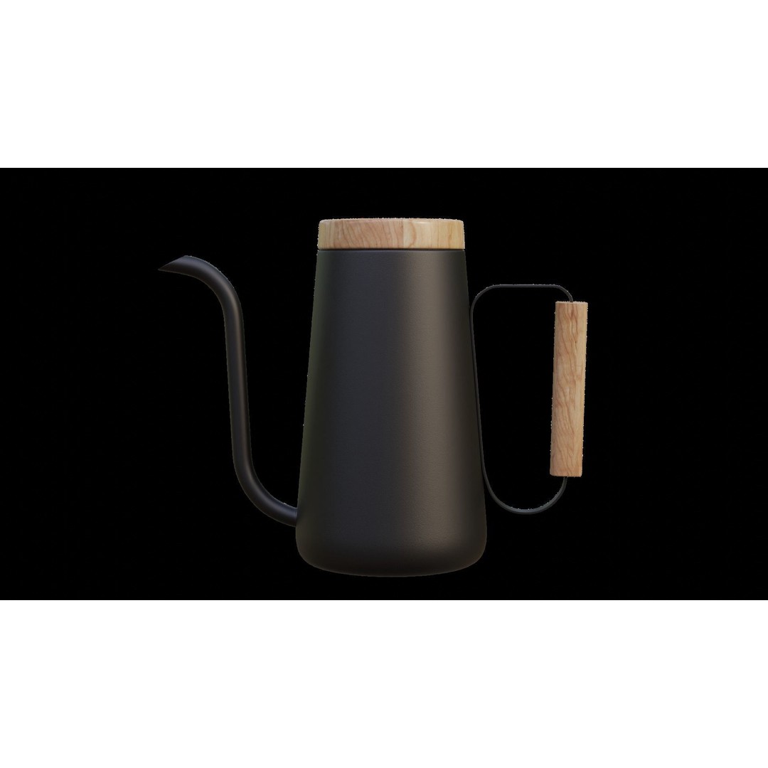 Stylish Black Tea Kettle 3D Model – Realistic Kitchenware Asset, FBX, PBR - View 6