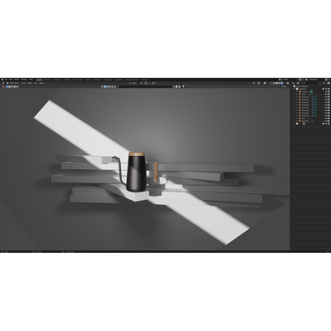 Stylish Black Tea Kettle 3D Model – Realistic Kitchenware Asset, FBX, PBR - View 7