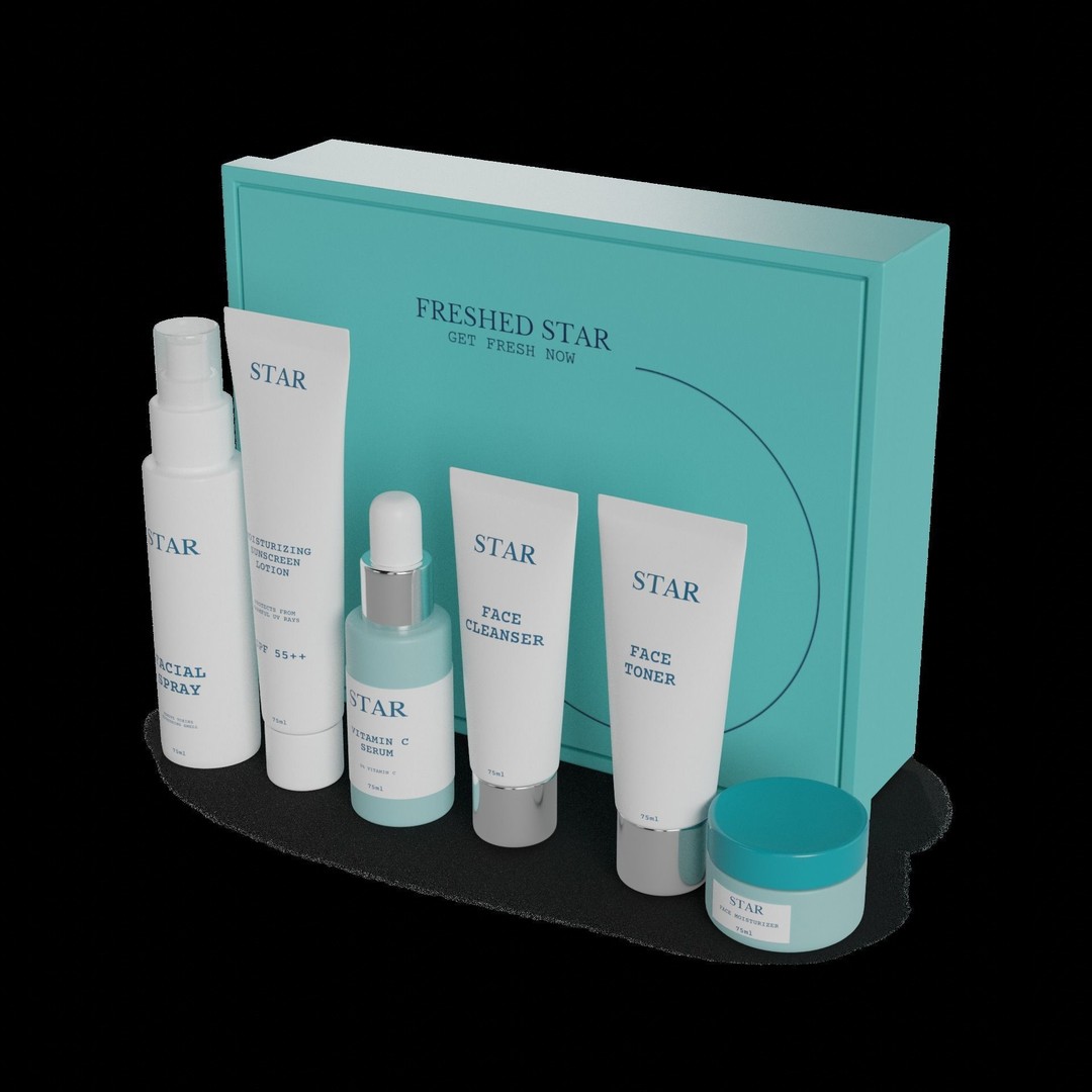 Cosmetic Kits 3D Model – Low Poly Fresh Start Set, FBX